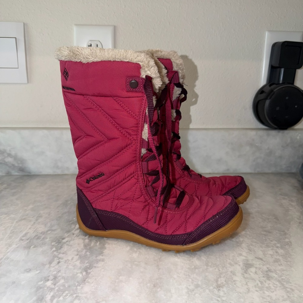 Columbia‎ Minx Mid III Omni-Heat Waterproof Boots Wine Berry Girls Size 3